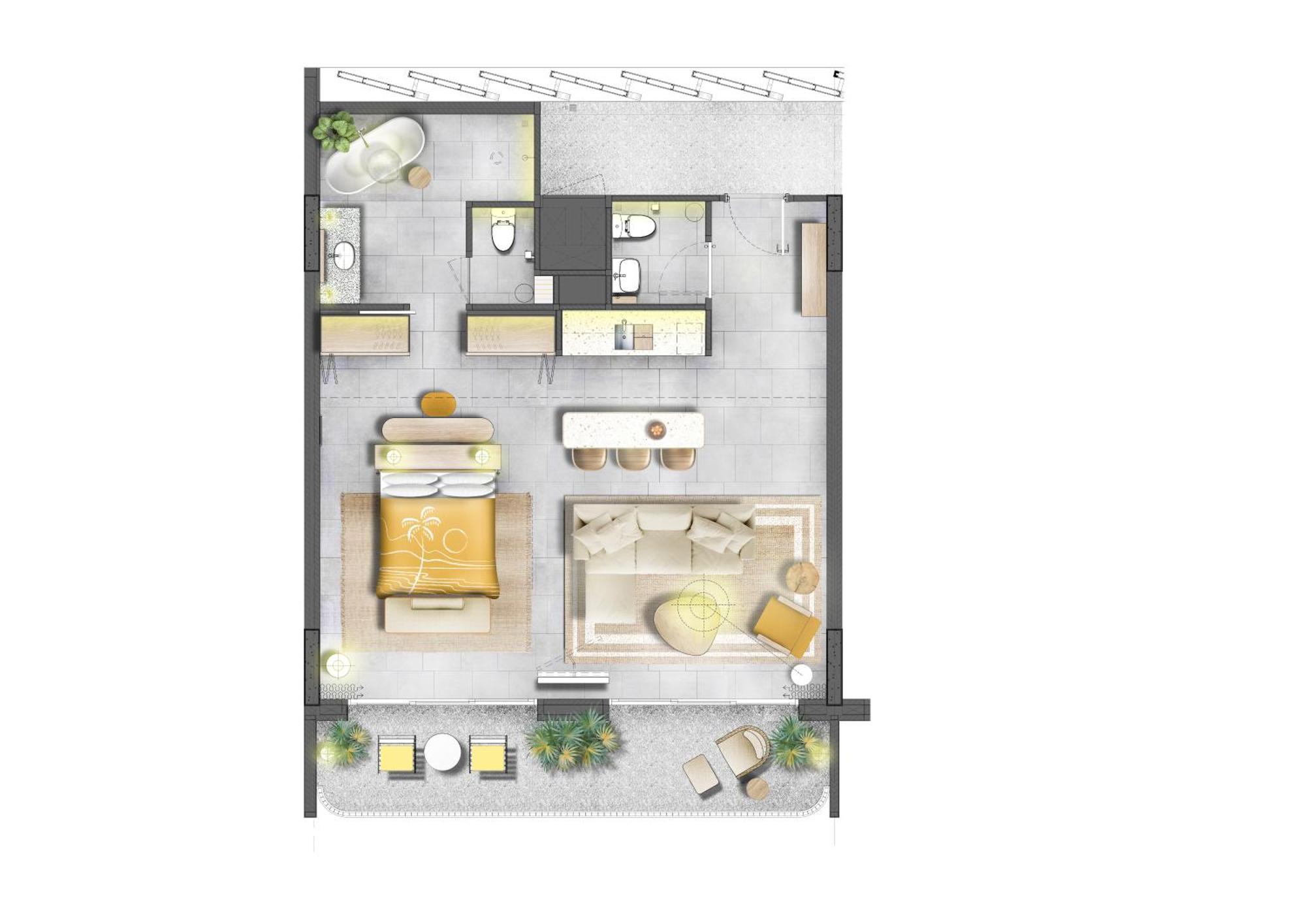 Hotel The Standard, HHQ Pokój zdjęcie A floor plan of a typical apartment